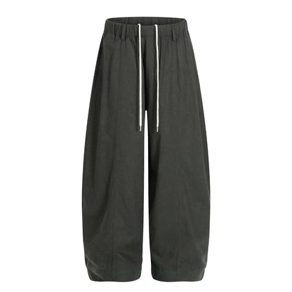 Retro Unisex  Solid Color Minimalist Design Men's Loose Knife-Tie Casual Pants