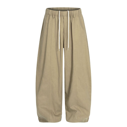 Retro Unisex  Solid Color Minimalist Design Men's Loose Knife-Tie Casual Pants