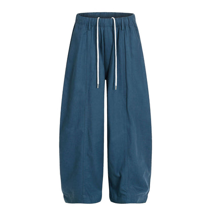 Retro Unisex  Solid Color Minimalist Design Men's Loose Knife-Tie Casual Pants