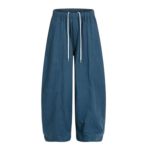 Retro Unisex  Solid Color Minimalist Design Men's Loose Knife-Tie Casual Pants