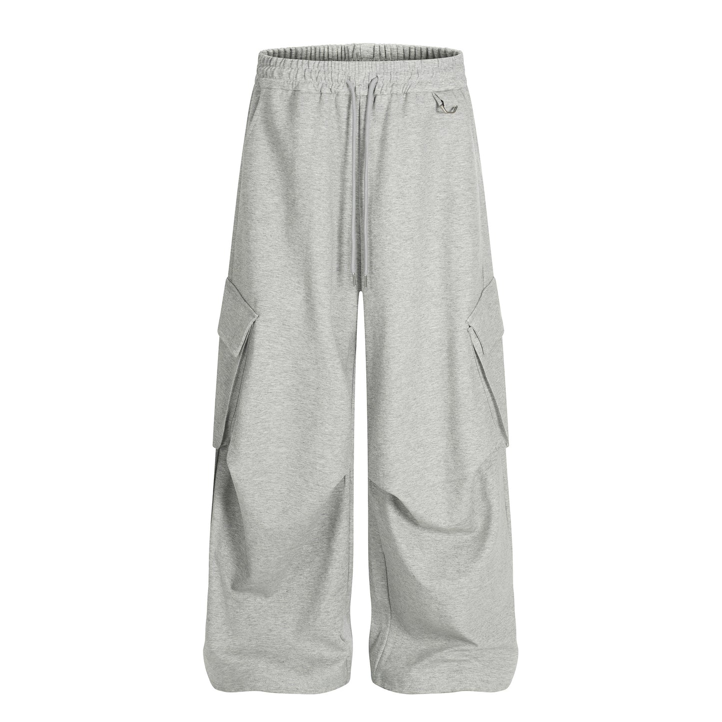 Retro Stylish Loose-Fit Solid Color Multi-Pocket Wide-Leg Men's Casual Sweatpants