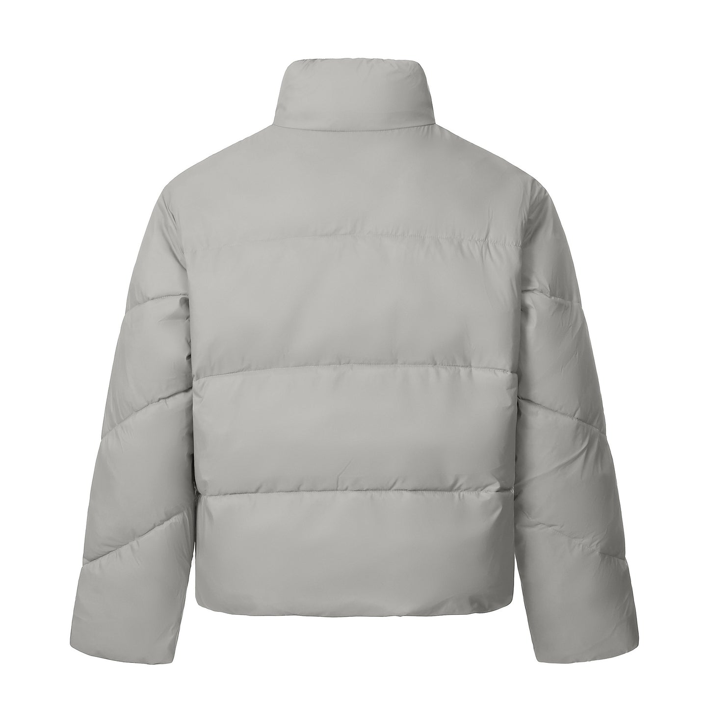 Simple Solid Color Thick Warm Quilted Bomber Jacket with Stitching Design Motorcycle Coat