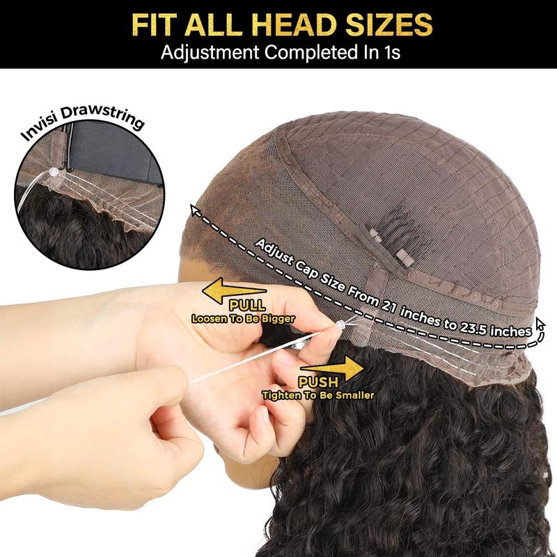 Sale Happening Now:70%OFF Pre-Cut Lace Kinky Straight 360 Full Lace Frontal Glueless Wig With Invisi Drawstring Pre Plucked Human Hair Wig