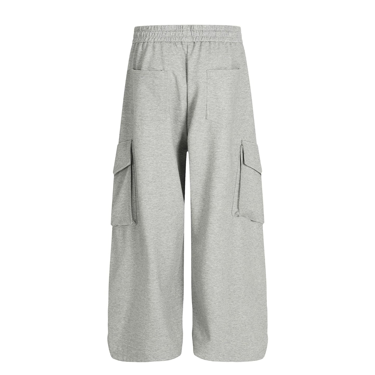 Retro Stylish Loose-Fit Solid Color Multi-Pocket Wide-Leg Men's Casual Sweatpants