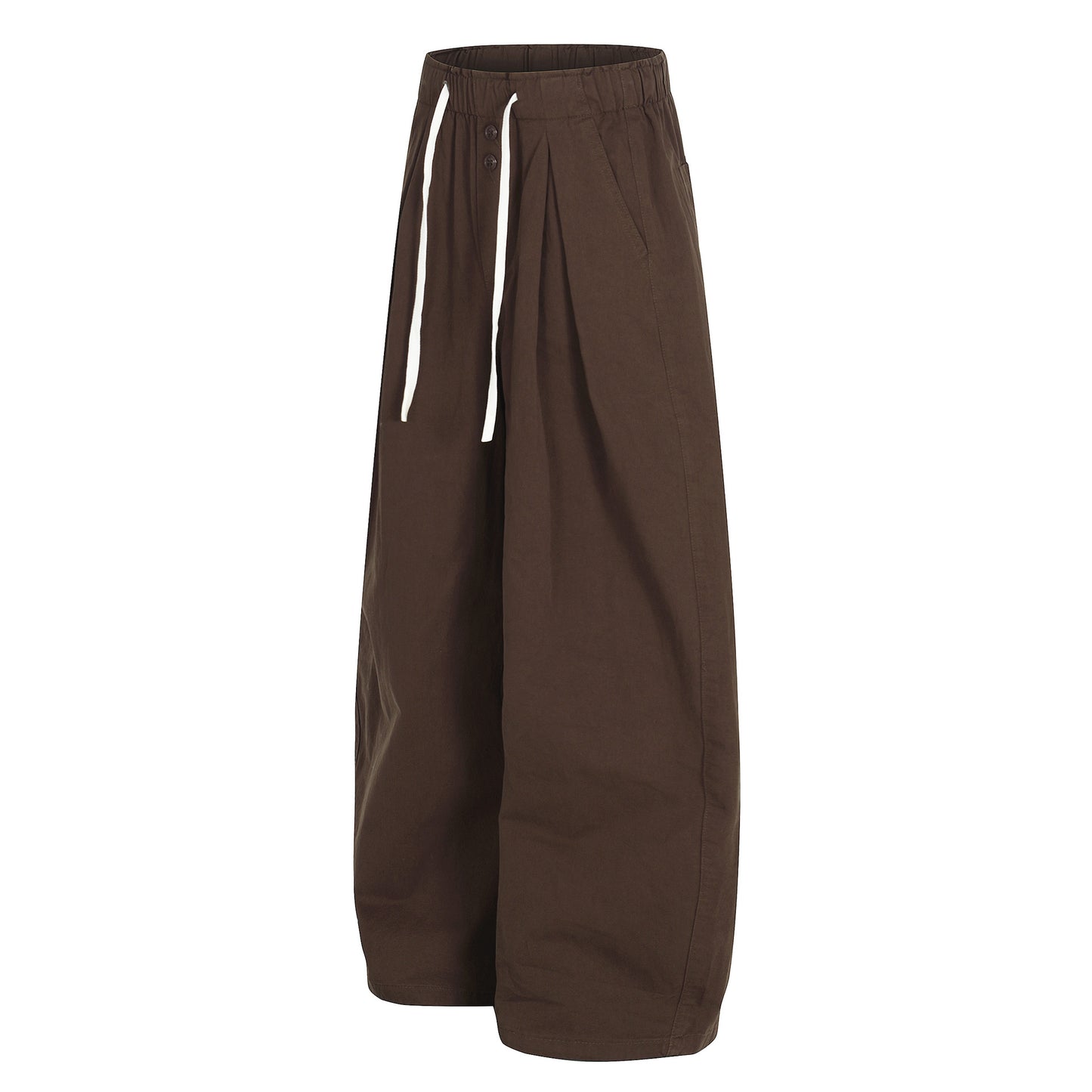 Retro Unisex Trendy Pleated Deconstructed Design Men's Loose Wide-Leg Solid Color Cargo Pants