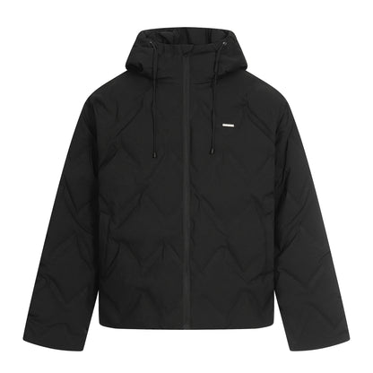 Plaid Hooded Down Jacket Unisex Loose Casual Coat